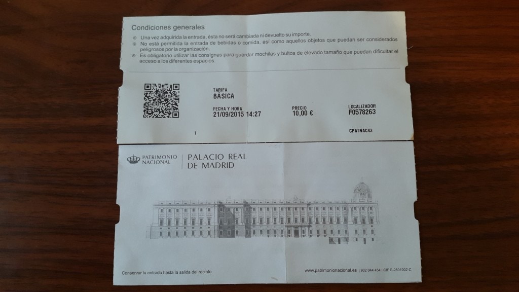 Palacio Real de Madrid/Royal Palace of Madrid- entry ticket