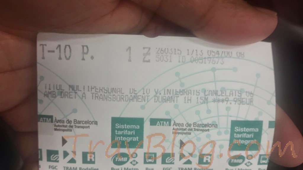 Metro ticket- Barcelona